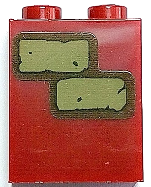 Lego Brick 1 x 2 x 2 with Inside Stud Holder with Dark Tan Bricks Pattern (Sticker) - Set 70425