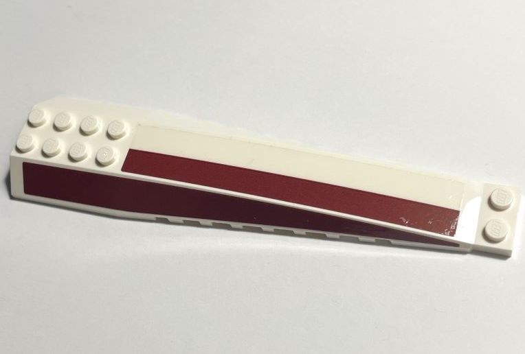 Lego Wedge 16 x 4 Triple Curved with Reinforcements with Dark Red Stripes Pattern Model Left Side (Stickers) - Set 75309