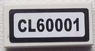 Lego Tile 1 x 2 with 'CL60001' Pattern (Sticker) - Set 60001