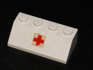 Lego Slope 45 2 x 4 with Red Cross Pattern (Sticker) - Sets 386 / 770 / White