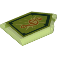 Lego Tile Special 2 x 3 Pentagonal with Nexo Power Shield Print - Tone of Power / Trans-Bright Green