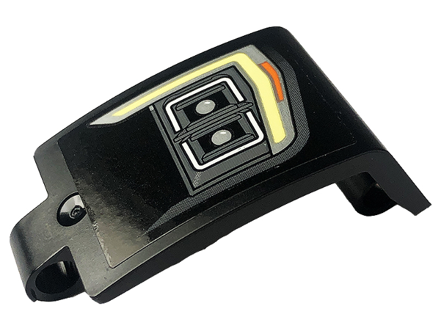Lego Technic, Panel Curved 3 x 5 x 3 with Headlight and Blinker Pattern Model Left Side (Sticker) - Set 42126 / Black