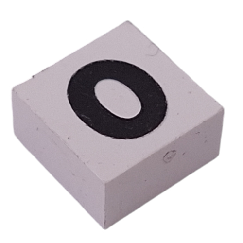 Lego Modulex Tile 2 x 2 with Black '0' Print, Black Internal Lining, No Dot / Modulex White