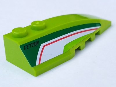 Lego Wedge 6 x 2 Right with 'RETOUR' and Red and White Stripe Pattern (Sticker) - Set 8863