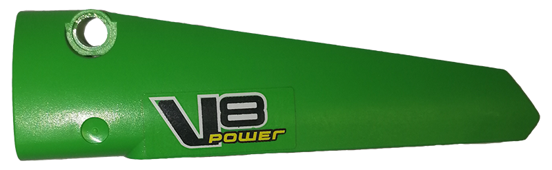 Lego Technic, Panel Fairing # 5 Long Smooth, Side A with 'V8 power' Pattern (Sticker) - Set 42039 / Bright Green