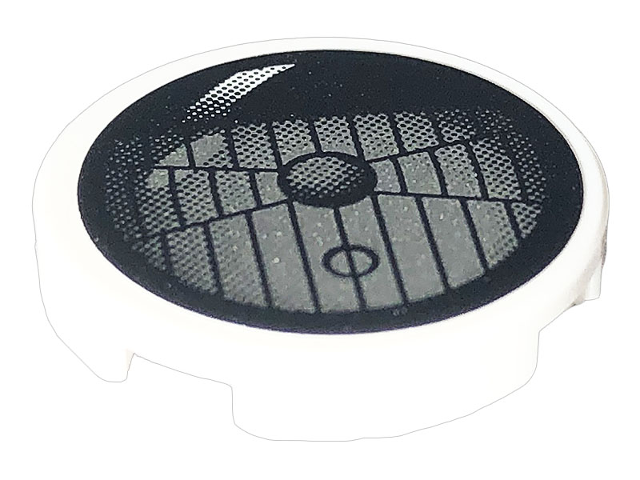 Lego Tile, Round 2 x 2 with Bottom Stud Holder with Headlight Pattern (Sticker) - Set 42132 / White