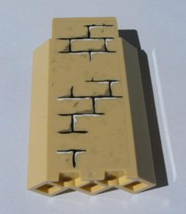 Lego Panel 3 x 3 x 6 Corner Wall without Bottom Indentations with Bricks Pattern 1 (Sticker) - Sets 4842 / 4867 / Tan