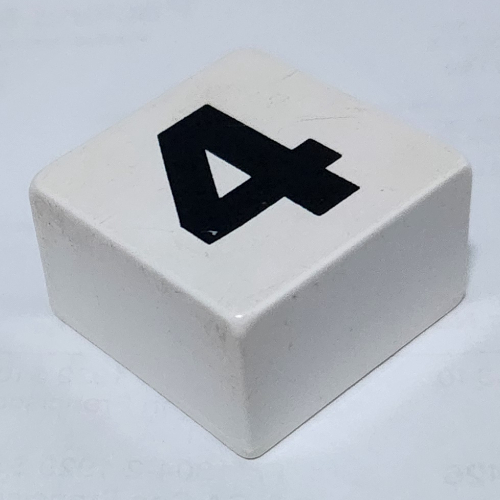 Lego Duplo Tile 2 x 2 x 1 with '4' Print / White