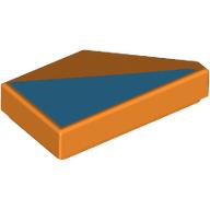 Lego Tile 1 x 2 with Stud Notch Left with Medium Azure Triangle Print