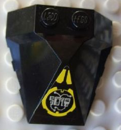 Lego Wedge 4 x 4 x 1 1/3 Pyramid Center with Yellow Circle with Silver Circuitry Pattern (Sticker) - Set 8105