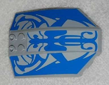 Lego Windscreen 8 x 6 x 2 Curved Sloped Sides with Blue SW Gungan Sub Pattern (Stickers) - Set 9499