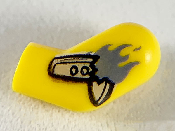 Lego Arm, Left with Broken Surfboard Tattoo Pattern / Yellow