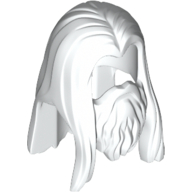 Lego Hair with Beard, Long Straight with Centre Part / White