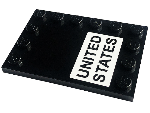 Lego Tile, Modified 4 x 6 with Studs on Edges with 'UNITED STATES' on White Background Pattern (Sticker) - Set 10266