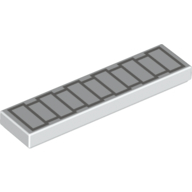 Lego Tile 1 x 4 with Light Bluish Grey Rectangles Print / White