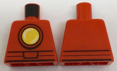 Lego Torso Black Belt Outline and Yellow Circle Arc Reactor Pattern (Iron Man) / Red