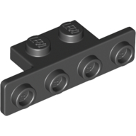 Lego Bracket 1 x 2 - 1 x 4 [Rounded Corners at Bottom, Square Corners at Top] / Black