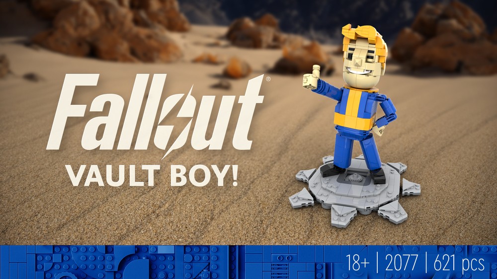 Lego FALLOUT: Vault Boy posable desktop figurine with stand!