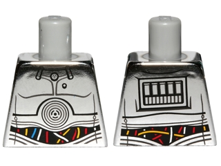 Lego Torso SW TC-14 with Blue, Red and White Wires Pattern / Chrome Silver