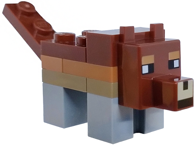 Lego Minecraft Wolf, Woods, Reddish Brown, Medium Nougat and Dark Tan Fur - Brick Built