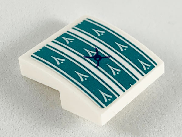 Lego Slope, Curved 2 x 2 x 2/3 with Dark Turquoise Seat Cushion Pattern (Sticker) - Set 41164