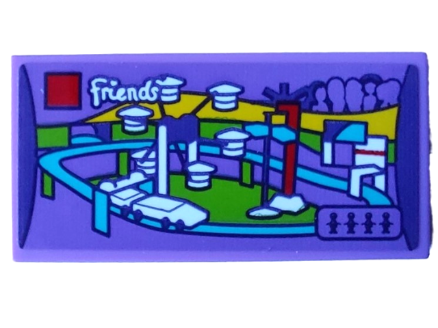 Lego Tile 2 x 4 with Friends Set 41130 Amusement Park Roller Coaster Pattern (Sticker) - Set 4002022