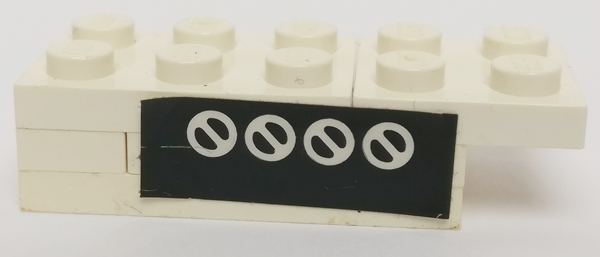 Lego Stickered Assembly 5 x 2 x 1 with 4 White Circles with Diagonal Handles on Black Background Pattern (Sticker) - Set 4025