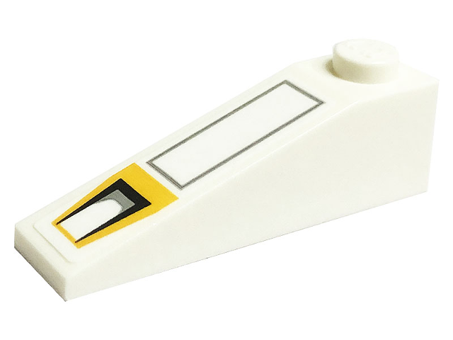 Lego Slope 18 4 x 1 with Yellow Vent and Black Rectangle Pattern (Sticker) - Set 75290