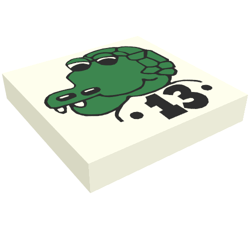 Lego Tile 2 x 2 with Fabuland Crocodile Print [3664] / White