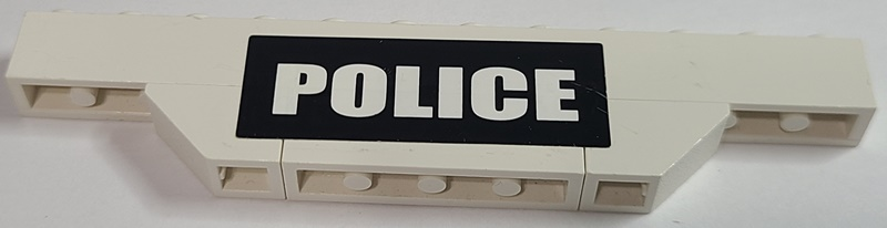 Lego Stickered Assembly 12 x 1 x 2 with White 'POLICE' on Black Background Pattern (Sticker) - Set 7245