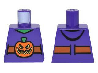 Lego Torso Vest with Dark Orange Belt and Orange Pumpkin Jack-o-Lantern Buckle Pattern / Dark Purple