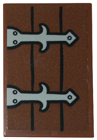 Lego Tile 2 x 3 with Wooden Shutter and Metal Hinges Pattern (Sticker) - Set 10332