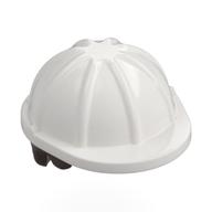 Lego Hair and Helmet, Construction / Hard Hat, Short Curly Dark Brown Pattern / White