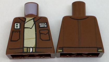Lego Torso Jacket with Pockets and Badges over Tan Shirt Pattern / Reddish Brown