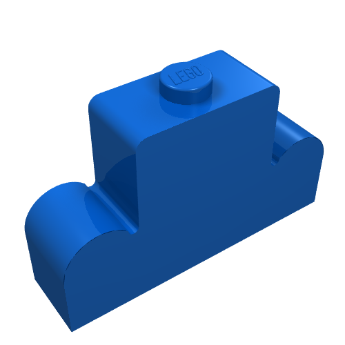 Lego Brick Curved 1 x 4 x 2 Centre Stud Top / Blue