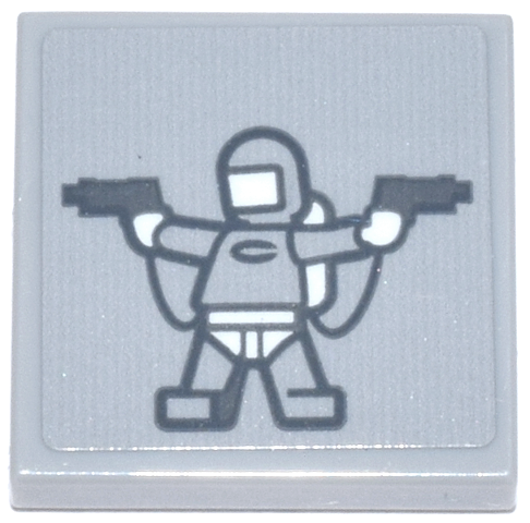 Lego Tile 2 x 2 with Dark Bluish Gray Condiment King Minifigure with 2 Guns, White Hands, Visor, Airtanks and Underwear Pattern (Sticker) - Set 76271