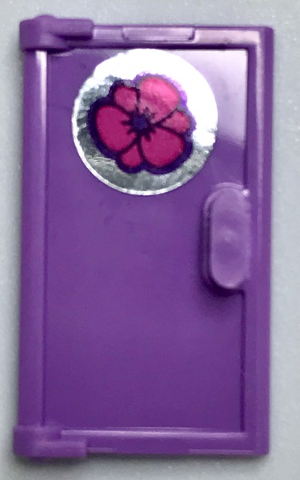 Lego Door 1 x 2 x 3 with Vertical Handle, Mold for Tabless Frames with Flower Pattern (Sticker) - Set 40307