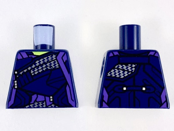 Lego Torso Robes with Diagonal Sash and Dark Purple Trim Pattern / Dark Blue