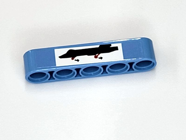 Lego Technic, Liftarm Thick 1 x 5 with Black Airplane and Wheels Down Pattern (Sticker) - Set 42066