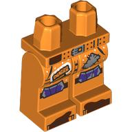 Lego Hips and Orange Legs with 'DURR BURGER' Patch, Dark Purple Knee Pads, Silver Patch, Orange Belt print