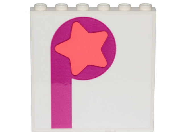 Lego Panel 1 x 6 x 5 with Coral Star on Magenta Circle and Stripe Pattern (Sticker) - Set 70828