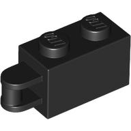 Lego Brick Special 1 x 2 with Vertical Closed Handle on Edge / Black