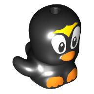 Lego Animal, Bird, Bright Light Orange Beak and Feet, Yellow Forehead Print / Black