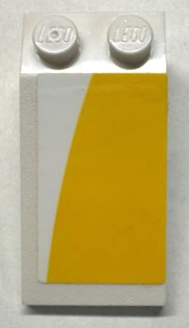 Lego Slope 18 4 x 2 with Yellow Curved Panel Pattern Model Right Side (Sticker) - Set 75181 / White