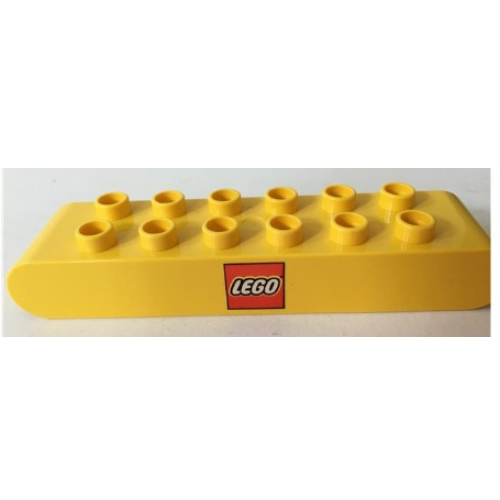 Lego Duplo Brick 2 x 8 Rounded Ends with Lego Logo Print / Green