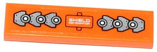 Lego Tile 1 x 4 with Silver Plates, Circles and 'SHIELD GENERATOR' Pattern (Sticker) - Set 70705