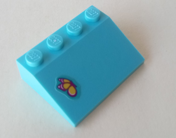 Lego Slope 33 3 x 4 with Yellow and Magenta Butterfly Pattern (Sticker) - Set 41314