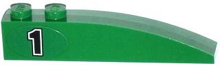 Lego Slope, Curved 6 x 1 with 2 Studs with Black Number 1 Pattern Model Left Side (Sticker) - Set 60053