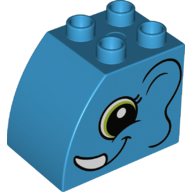 Lego Duplo Brick 2 x 3 x 2 with Curved Top with Elephant Face with Lime Eyes Print