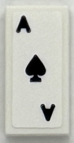 Lego Tile 1 x 2 with Playing Card Ace of Spades Pattern (Sticker) - Set 76294 / White